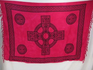 fuchsia interlaced knotwork celtic cross sarong wall art hanging