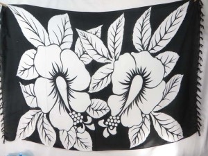 black and white giant hibiscus sarong bikini coverup luau cruise dress