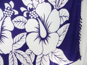 purple and white giant hibiscus sarong