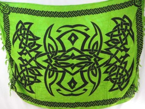 altar cloth green sarong with celtic circle and celtic border