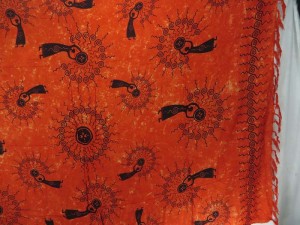tribal women orange red sarong