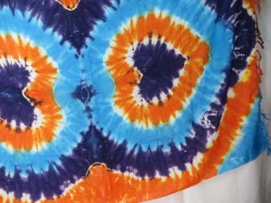 double heart tie dye sarong blue orange purple