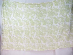 light green butterfly flower leaf on white sarong