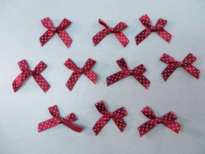 dark red polka dots satin ribbon butterfly bow applique / scrapbooking craft DIY / wedding decoration