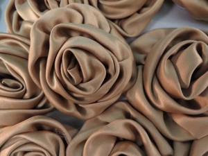khaki satin large rose applique / scrapbooking craft DIY / wedding decoration