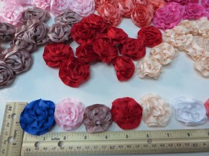 mixed colors satin ribbon rose applique / scrapbooking craft DIY / wedding decoration