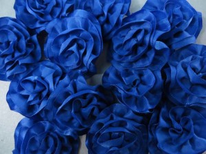 blue satin ribbon rose applique / scrapbooking craft DIY / wedding decoration