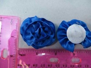 blue satin ribbon rose applique / scrapbooking craft DIY / wedding decoration