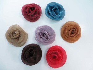 organza ribbon rose applique / scrapbooking craft DIY / wedding decoration