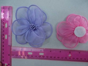organza ribbon flower applique / scrapbooking craft DIY / wedding decoration