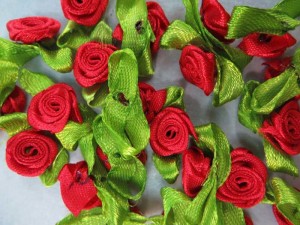 mixed colors satin ribbon rose flower applique / scrapbooking craft DIY / wedding decoration