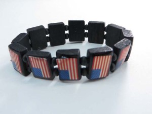 American flag wooden stretchy bracelets wristband