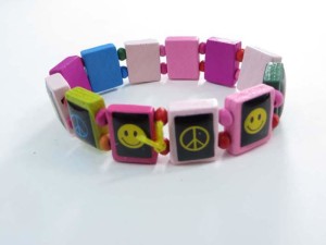 peace sign, happy face, heart, owl, cats dogs pets wooden stretchy bracelets wristband