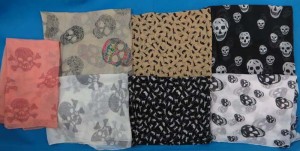 Sugar skull, skull Day of the Dead, skull and cross, punk rock psychobilly rockabilly chiffon scarves.