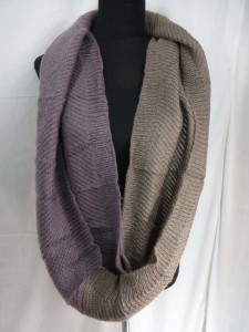 two tone double loop knit infinity scarf, circle loop long shawl wrap