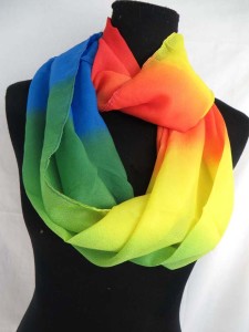 tie dye chiffon infinity scarf / circle loop long wrap / endless shawl / cowl neck circular scarf / eternity scarf / double loop scarf 