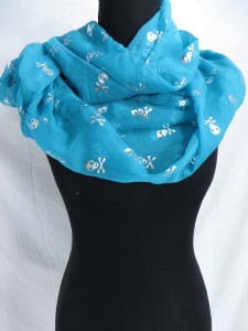 shinny skull and cross bones prints infinity scarf / circle loop long wrap / endless shawl / cowl neck circular scarf / eternity scarf / double loop scarf Soft, lightweight, cute and stylish fashion scarves for all seasons.