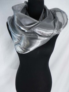 metallic shimmering plain color infinity scarf / circle loop long wrap / endless shawl / cowl neck circular scarf / eternity scarf / double loop scarf