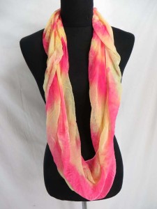 tie dye infinity scarf / circle loop long wrap / endless shawl / cowl neck circular scarf / eternity scarf / double loop scarf