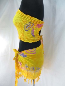 Rayon mini skirt and tube top set, handmade in Bali Indonesia assorted designs ramdomly picked by warehouse staff