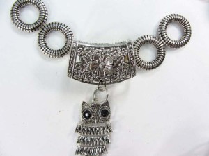 owl pendant, slide tube, bail and scarf ring large hole beads set