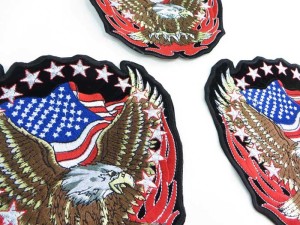 large size American flag bald eagle motorcycles biker chopper punk rock vest leather jacket denim patch