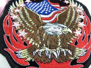 large size American flag bald eagle motorcycles biker chopper punk rock vest leather jacket denim patch