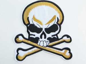 large size pirate skull crossbones Jolly Roger skeleton poison death warning sign motorcycles biker chopper punk rock vest leather jacket denim patch
