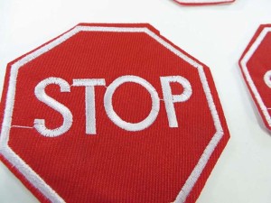stop sign embroidered iron on patch / embroidered cloth badge motif applique / sew on applique patch