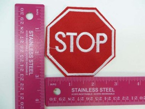 stop sign embroidered iron on patch / embroidered cloth badge motif applique / sew on applique patch