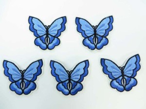 blue butterlfy embroidered iron on patch / embroidered cloth badge motif applique / sew on applique patch