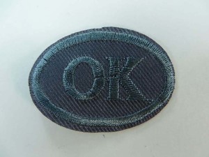 oval ok sign embroidered iron on patch / embroidered cloth badge motif applique / sew on applique patch