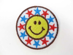 happy face stars embroidered iron on patch / embroidered cloth badge motif applique / sew on applique patch