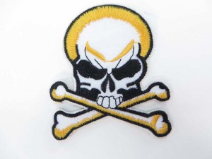 pirate skull crossbones Jolly Roger skeleton motorcycles biker chopper punk rock embroidered iron on patch