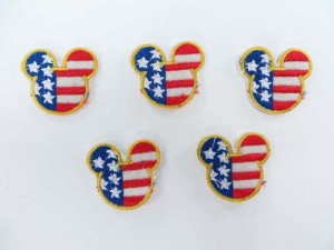 mini Patriotic American flag micky face embroidered iron on patch / embroidered cloth badge motif applique / sew on applique patch