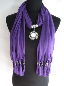 rhinestone crystal pendant charm scarf necklace, scarves with jewelry attached.