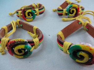 swirl rasta imitation leather bracelets wristband