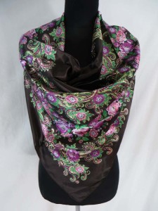 Victorian floral retro boho satin square scarves shawl wrap stole