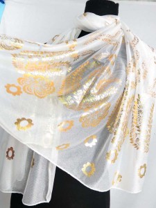 gold feather flower print fashion scarves shawl wrap stole