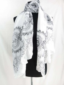 silky chiffon boho retro print maxi long fashion scarves sarong wrap.