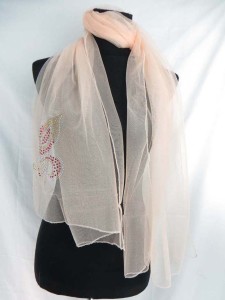 acrylic rhinestone daylily lightweight sheer scarf wrap