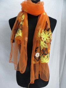 double layer textured flowers sheer scarf wrap shawls
