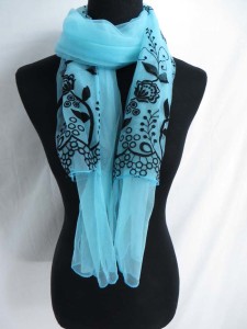 double layers retro vintage floral sheer scarf wrap shawls