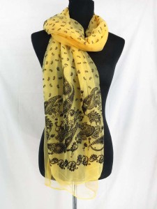 double layers retro paisley lightweight sheer scarf wrap