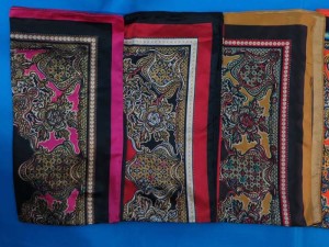 satin square scarves in vintage retro boho design