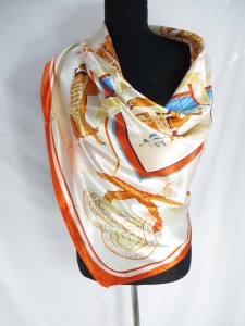 Equestrian themed vintage style horse satin square scarves shawl wrap stole