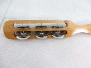 wooden tambourine stick metal shaker