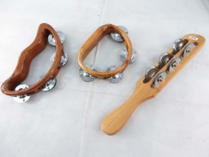set of 3 wooden tambourine percussion music instrument handcrafted in Bali Indonesia