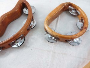 set of 3 wooden tambourine percussion music instrument handcrafted in Bali Indonesia