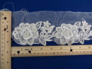 white 3.5 inches wide sequins faux pearl venise bridal sew on lace trim
